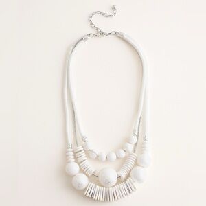 Chicos short white beaded multi-strand statement necklace